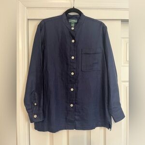 Lauren by Ralph Lauren Mandarin Collar Button Down